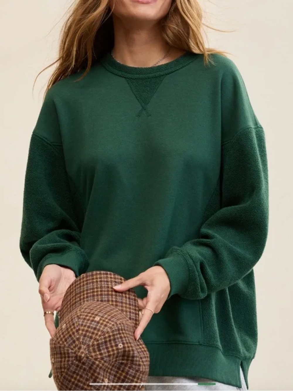 Aerie Très Chic Chenille Sweatshirt Oversized Crewneck Rugged Green